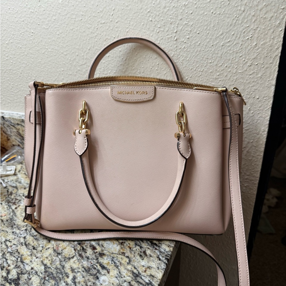 Michael Kors Blush Shoulder Bag with Gold Accents